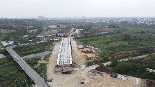 嘉義市盧山橋新建工程施工現況。（嘉義市政府提供／廖素慧嘉市傳真）