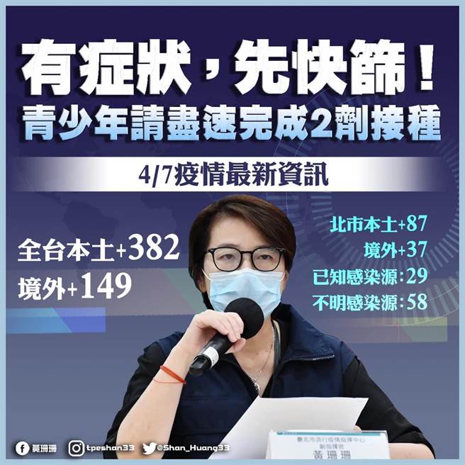 台北市副市長黃珊珊。（摘自黃珊珊臉書）