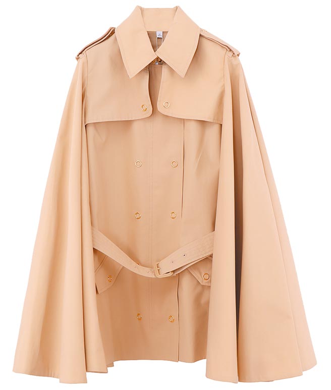 微風南山Burberry Kids童裝專賣店開幕後，帶動精品童裝各櫃業績提升，Burberry Kids棉質喇叭袖風衣，2萬6900元。（微風提供）