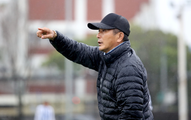 台湾体大铁血教头赵荣瑞今年变得佛系了。（李弘斌摄）