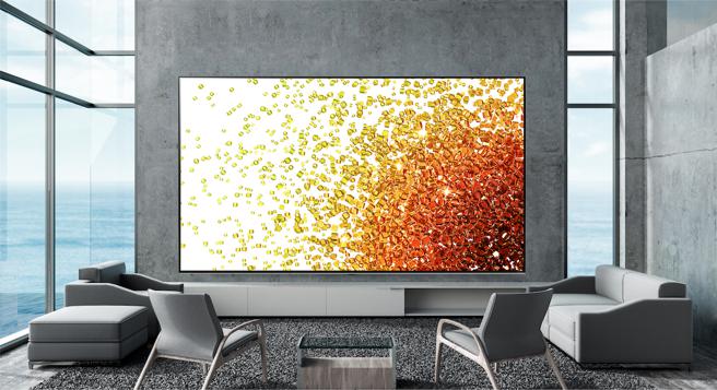 LG的Nano91系列一奈米 4K AI语音物联网电视，NanoCell技术能显示纯净且准确的色彩。呈现更生动且逼真的影像，定价4万9900起。（LG提供）