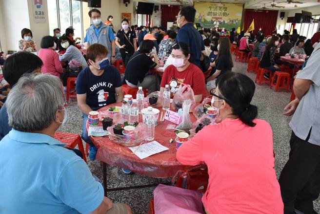 苗栗县政府9日在苗栗市清华活动中心举办劳工家庭日活动，教导劳工朋友栽植多肉植物。（谢明俊摄）