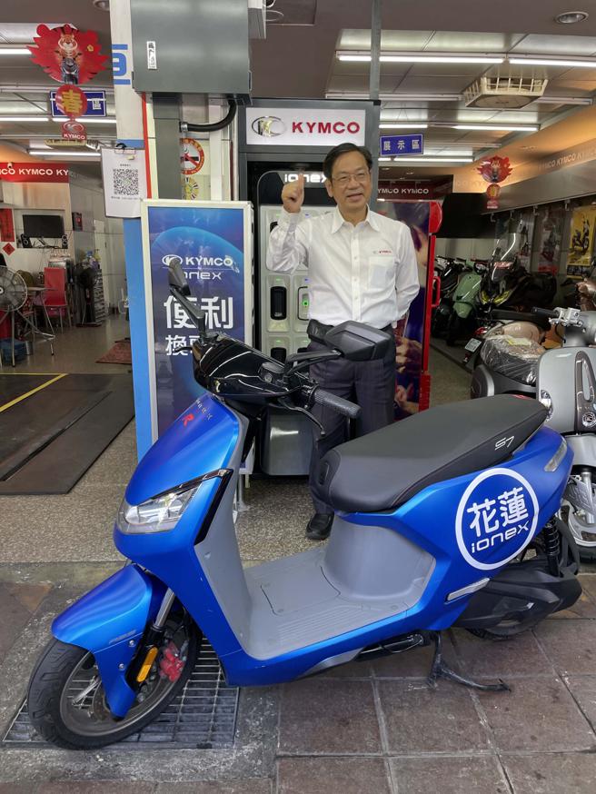 光陽正積極於花蓮市區布建便利換電站，目標設立60座。（陳大任攝）