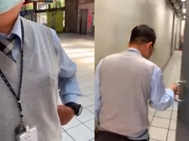 网友因妻子需挤奶水，在新北投捷运站借用哺乳室遭拒，但他发现明明站内就有「职员共用」哺乳室，质疑站方将哺乳室霸占成员工休息室。（翻摄自脸书爆料公社）