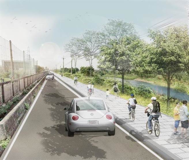 台中筏子溪廊道將再延伸，總長2.5公里將增新風貌，圖為模擬圖。（台中市水利局提供）