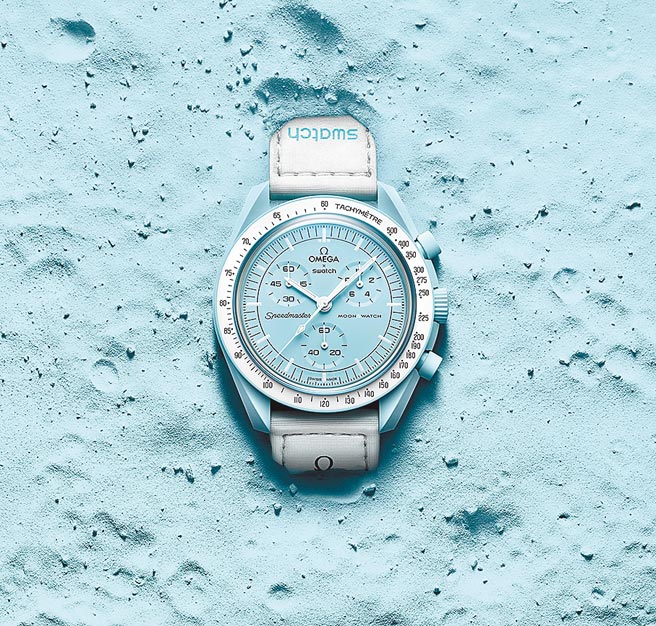 OMEGA和Swatch首次合作联名Moonwatch系列表款。图／台湾欧米茄提供