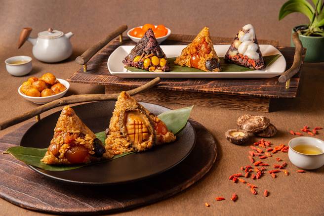 台北万豪酒店首推「万豪经典粽礼」五粒装售。（万豪提供）