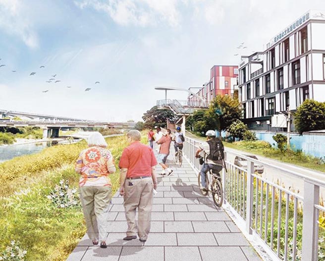 台中筏子溪廊道将再延伸，总长达2.5公里，预计12月可完工，图为模拟图。（台中市水利局提供／陈淑娥台中传真）