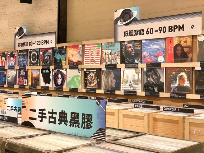 誠品信義店「信義不打烊黑膠市集」即日起至5月3日於3樓音樂館及FORUM精選搖滾、龐克、流行、迷幻等各式曲風黑膠。（誠品提供）