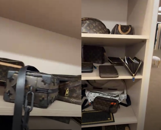 廖老大拥有各款式的LV包包，收藏相当惊人。（翻摄影自廖老大脸书）