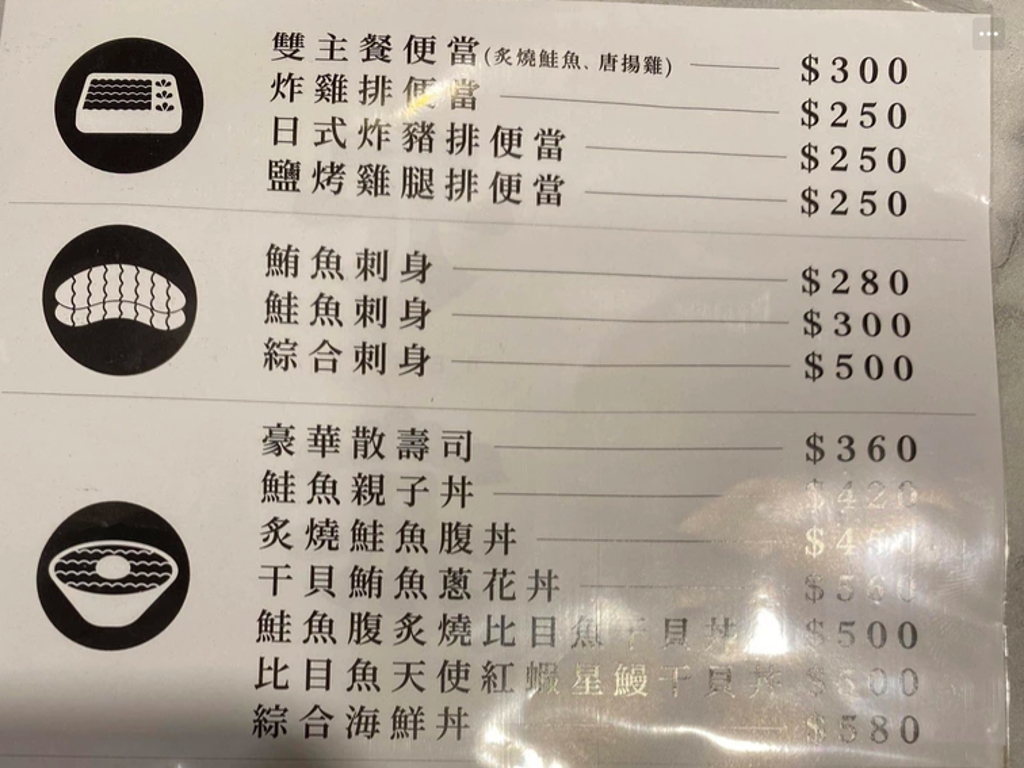 網友PO出台南善化一間日式便當店的菜單。(圖/截自PTT)