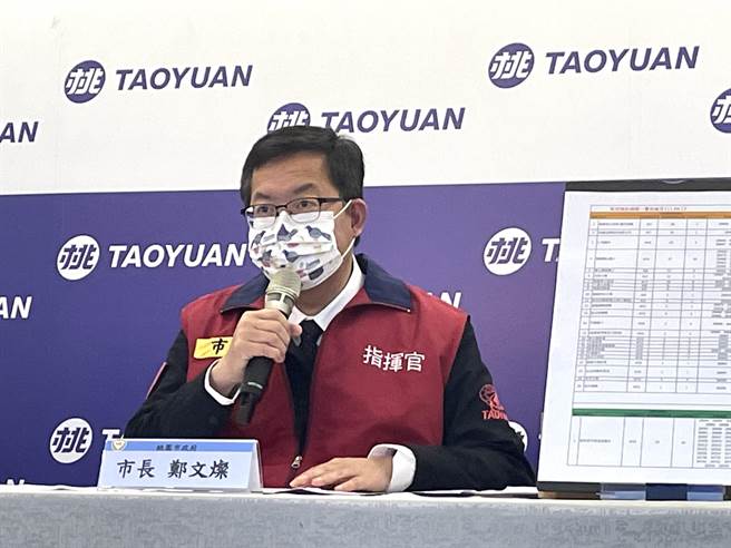 桃园14日新增87例本土确诊个案，市长郑文灿主持疫情说明记者会。（桃园市政府提供／陈梦茹桃园传真）