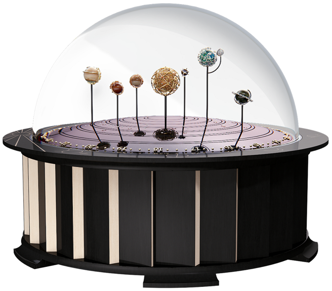 梵克雅寶Planetarium automaton機械鐘，將整個星系蒐羅其中，十分唯美浪漫。（ Van Cleef & Arpels提供）