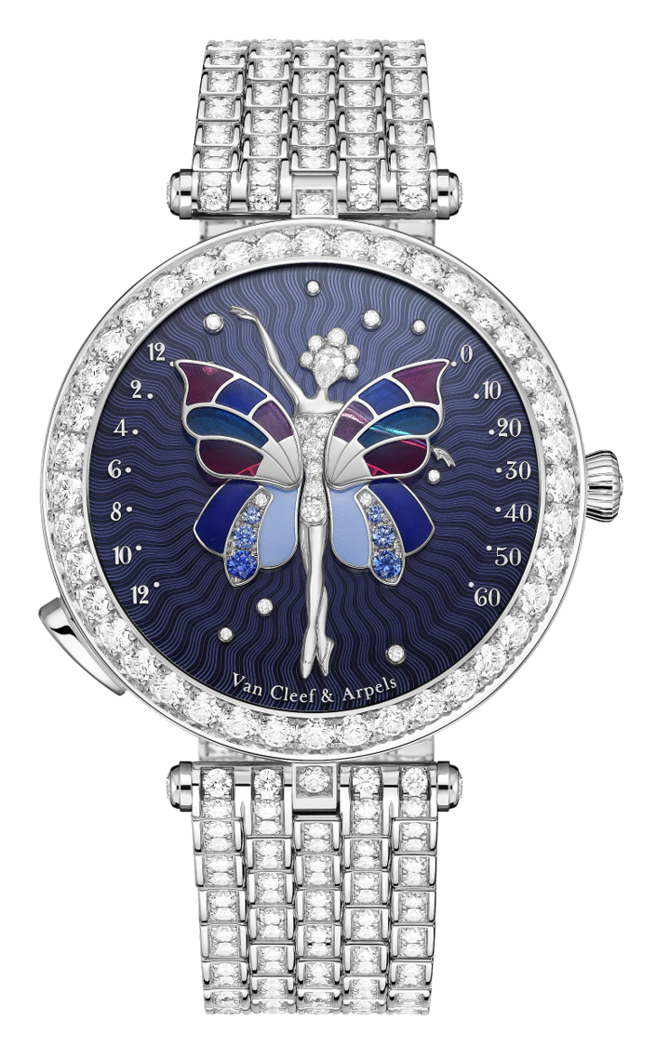 梵克雅寶Lady Arpels Ballerine Enchantee 腕表，蝴蝶仙子唯美浪漫。（ Van Cleef & Arpels提供）