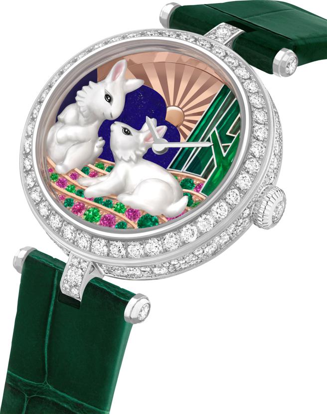 梵克雅寶Lady Duo de Lapins腕表，萌兔成雙，十分可愛。（ Van Cleef & Arpels提供）