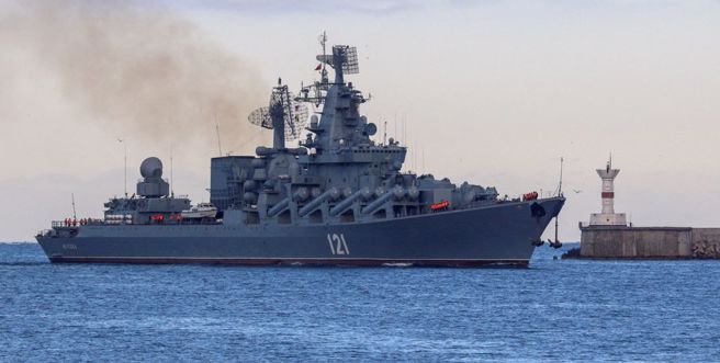 俄羅斯海軍黑海艦隊旗艦、光榮級飛彈巡洋艦「莫斯科號」。（圖／路透社）
