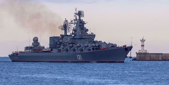 俄罗斯海军黑海舰队旗舰「莫斯科号」。（图／路透）