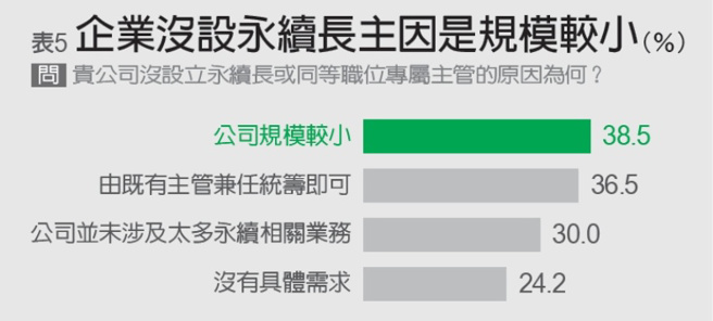 沒設立永續長或永續專屬主管的企業，不設的主要理由為何？(圖／遠見提供)