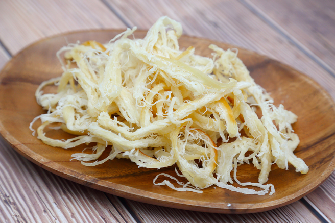 口感Ｑ彈的「珍珍魷魚絲」。(攝影/Carter)
