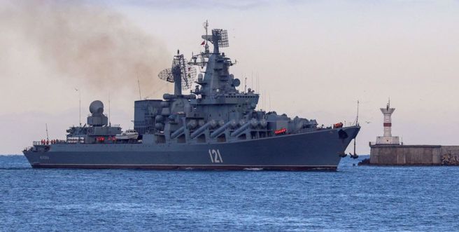 俄罗斯海军黑海舰队旗舰「莫斯科号」。（图／路透社）