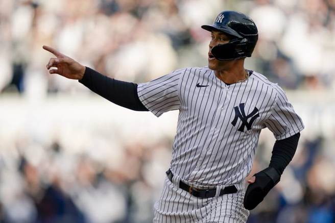 洋基外野手贾吉被队友视为下一任队长。（美联社）