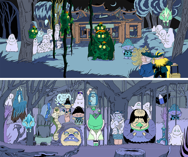 在插画家角斯的笔下，每位妖怪都呈现逗趣可爱的新面貌。(图片提供/高雄爱乐)