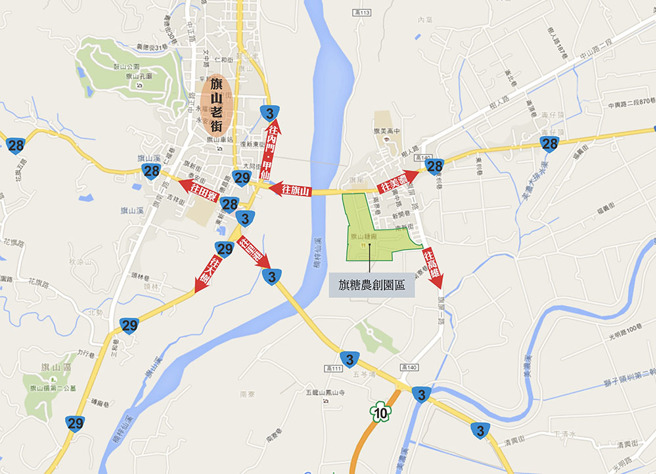 旗糖农创园区位于百年文化产业-「旗山糖厂」内，邻近旗山老街，旅游交通十分便利。(图片提供/高雄市政府都发局)