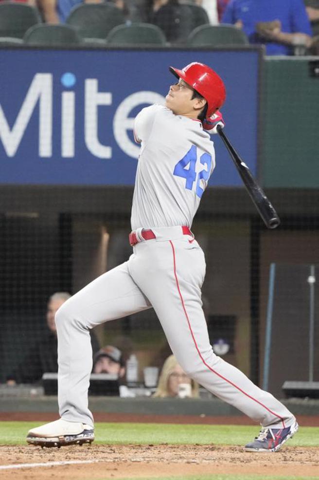 天使隊大谷翔平單場雙響炮。（路透）