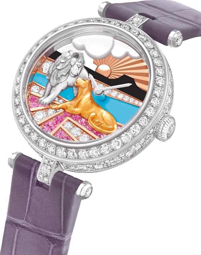 梵克雅宝Lady Duo de Lions腕表，成双成对的狮子象徵爱情。（Van Cleef & Arpels提供）