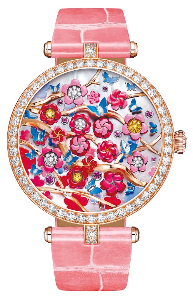 梵克雅宝Lady Arpels Heures Florales Cerisier珠宝表。（Van Cleef & Arpels提供）