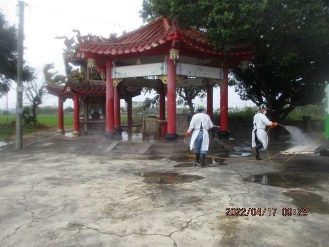 嘉义县新增1例溪口确诊案，溪口环境清消。（嘉义县政府提供／廖素慧嘉县传真）