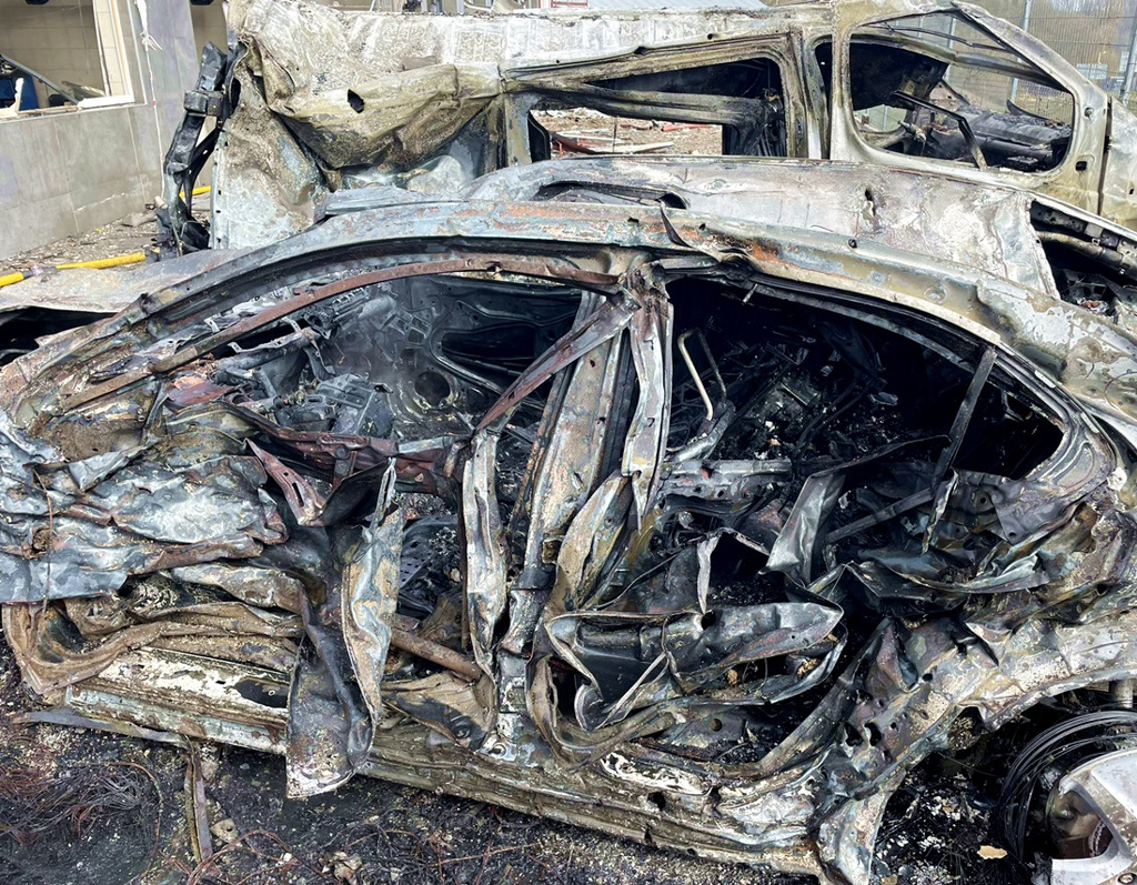 俄罗斯18日一早轰炸乌克兰西部城市利维夫（Lviv），飞弹击中当地一座汽车修理厂，造成6人丧命，约40辆车被烧毁。（图／撷取自利维夫市长萨多维推特）(photo:ChinaTimes)