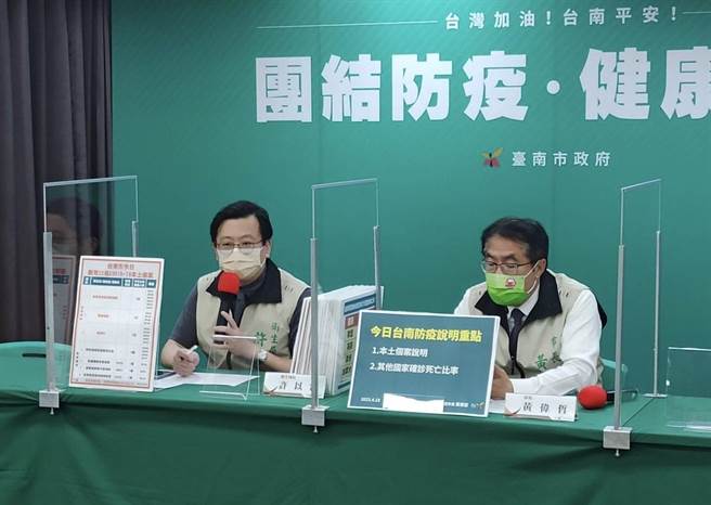 台南市政府防疫記者會公布，18日新增22例本土確診個案。（市府提供／洪榮志台南傳真）