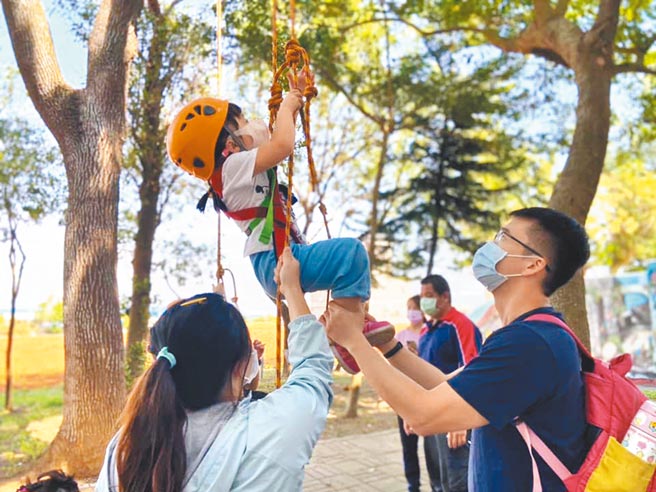清水区海风里每年举办拔萝卜、挖地瓜、攀树活动声名大噪，让亲子玩得不亦乐乎。（海风里长黄堉睿提供）