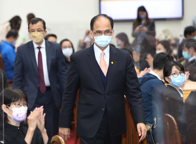 立法院长游锡堃（见图）19日举行出席「中华民国各界庆祝111年国庆筹备委员会」成立大会。（刘宗龙摄）