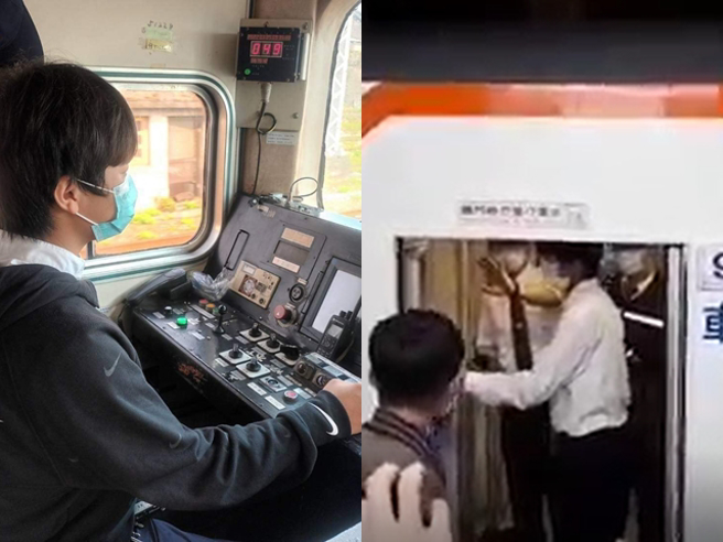 有网友爆料，其中1名高中生已非第一次偽装，早在3月28日该生就在「红斑马」自强号上假扮列车长，还向车外铁道迷致意挥手、手持钥匙开车门。（翻摄自脸书「台湾便当管理局－附属铁路部」）