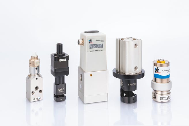 高鹿是台湾第一家研发制造比例阀的专业厂商；图为该公司从设计开发到独立制造的一系列比例阀。图／业者提供