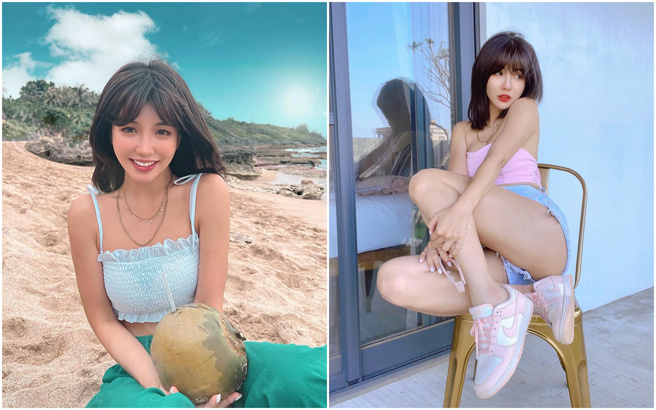 壮壮海边露出姣好身材电晕所有人。(图/壮壮 IG)