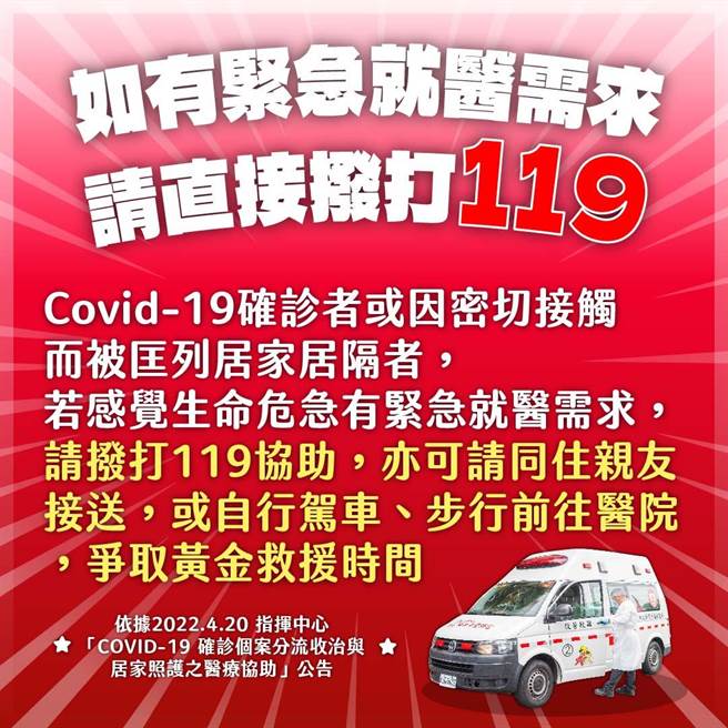 北市呼籲有緊急需求可打119。（北市府提供／楊亞璇台北傳真）