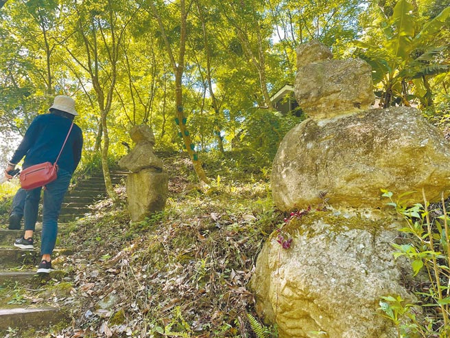 嘉義縣阿里山鄉豐山村先民早期生活不易，會在路邊堆疊石頭替村民指路，因此被稱為「平安石」。（嘉義縣政府提供／張亦惠嘉縣傳真）