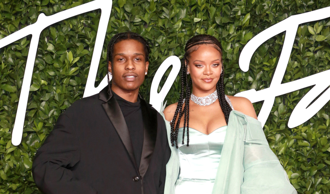 蕾哈娜（右）男友A$AP Rocky（左）因涉入槍擊事件而遭到警方逮捕。（圖／達志影像）