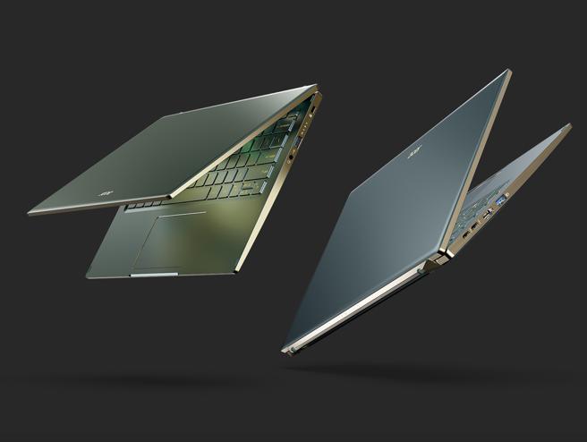宏碁全新的Swift 5，共推出迷雾绿及烟熏蓝 双色，定价4万9900元。（宏碁提供）