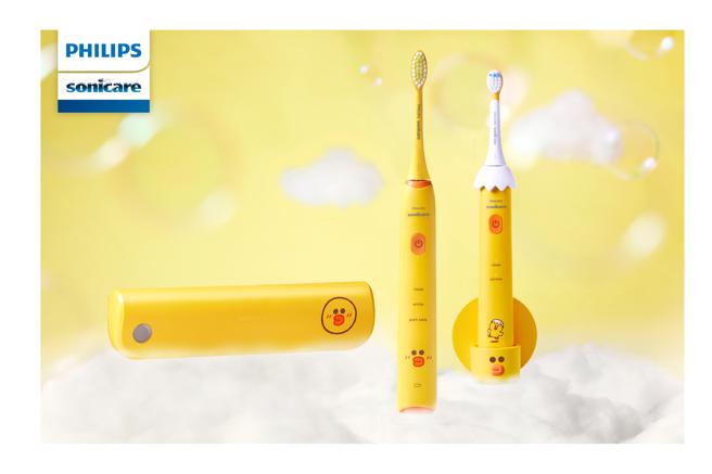 飞利浦Sonicare 携手LINE Friends推出莎莉联名限量轻巧软毛音波电动牙刷，成人款定价2990元，儿童款价格未定。（飞利浦提供）