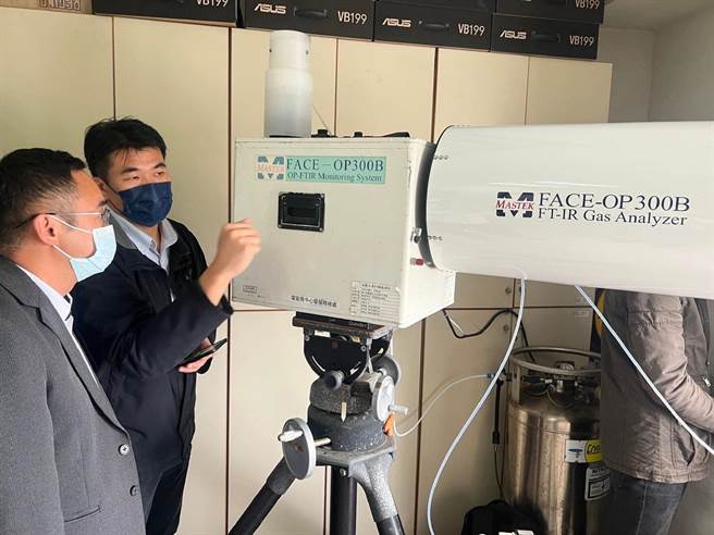 工业局为确保云林县麦寮乡六轻工业区空品，进行空品监测仪器查核。（云林离岛工业区服务中心提供／张朝欣云林传真）