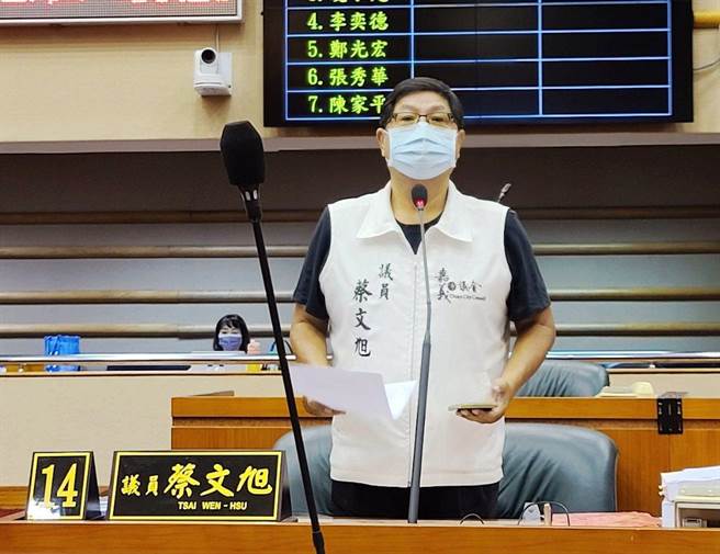 嘉义市议员蔡文旭今在议会询问出席官员，竟没有一人会唱嘉义市歌，让他十分讶异。（蔡文旭提供∕吕妍庭嘉义传真）