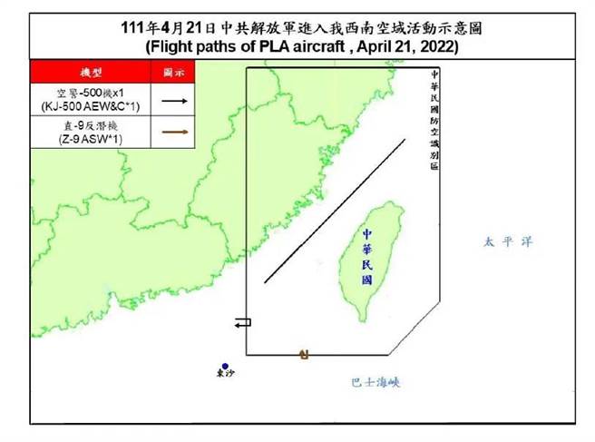 共机侵扰我西南空域示意图。空军提供