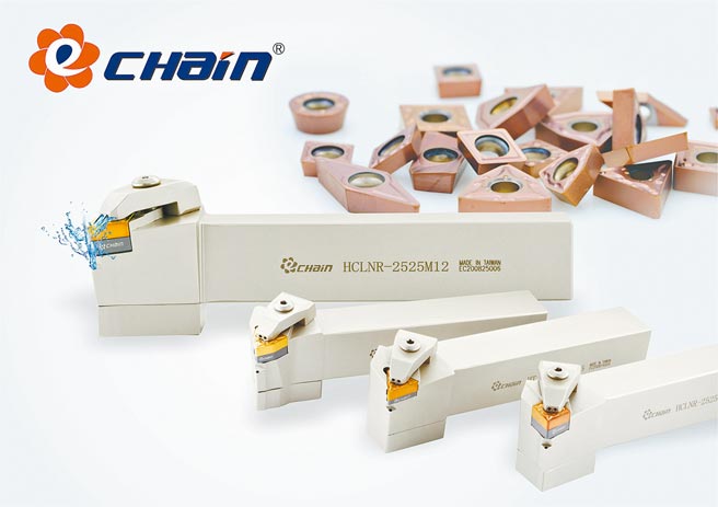 2021年益诠推出双向直喷水孔外径中心出水车刀，取得美国及日本等发明专利。图／益诠刀具提供