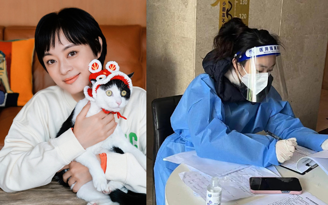 孙俪（左）妹妹孙艷（右）前去上海支援防疫。（图／微博）