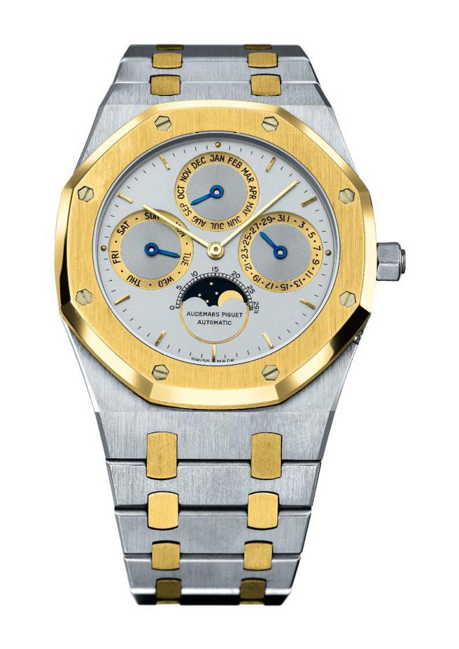 皇彼表1985年皇家橡树万年历腕表。（AP提供）