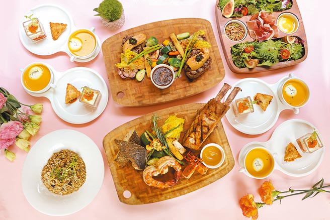 北投大地酒店的喜欢西餐厅，4人套餐十分丰盛。（北投大地酒店提供）